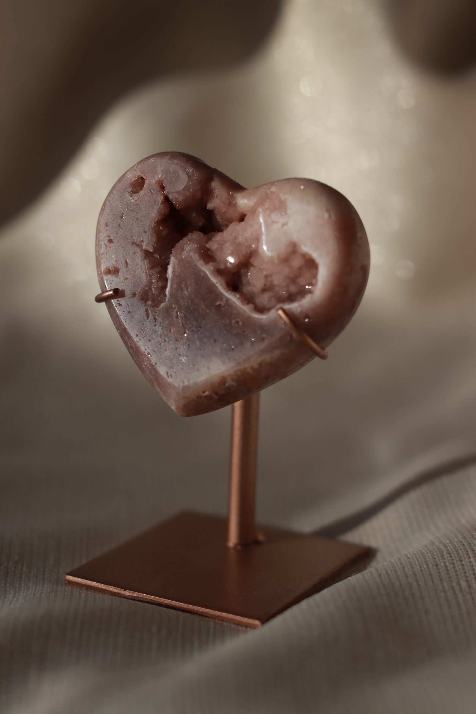 Pink amethyst crystal heart