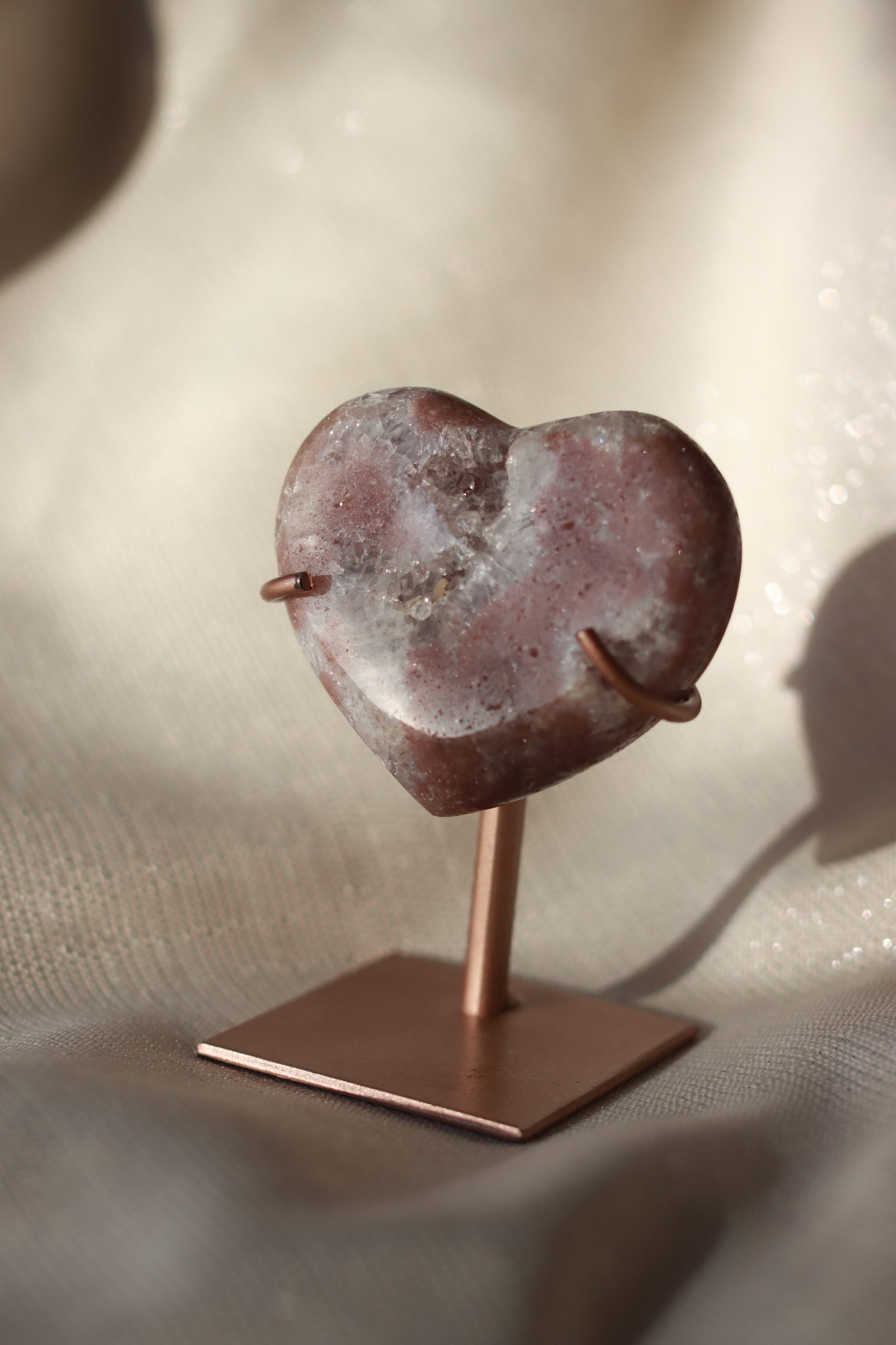 pink amethyst crystal heart