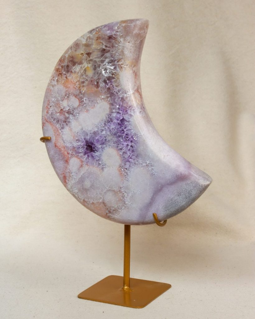 roze amethist maan op standaard