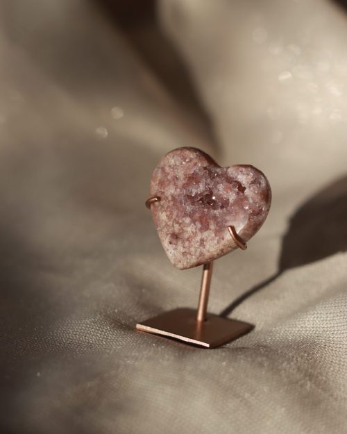 pink amethyst heart crystal