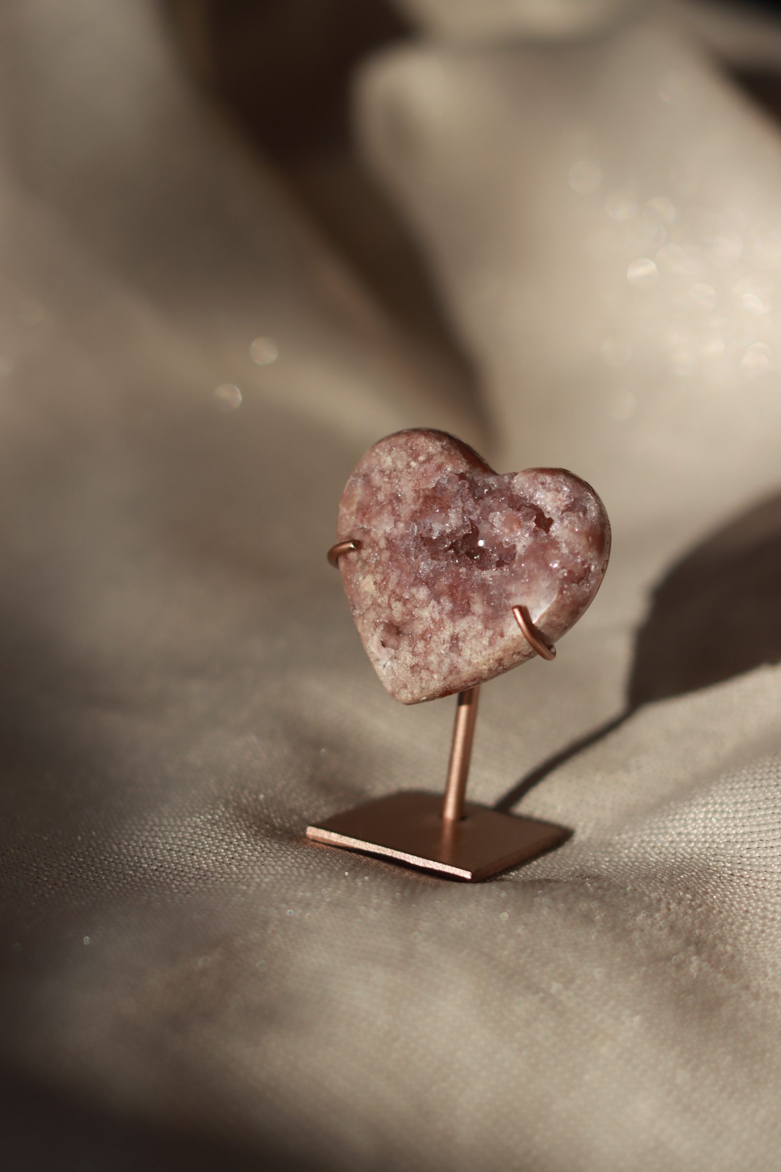 pink amethyst heart crystal