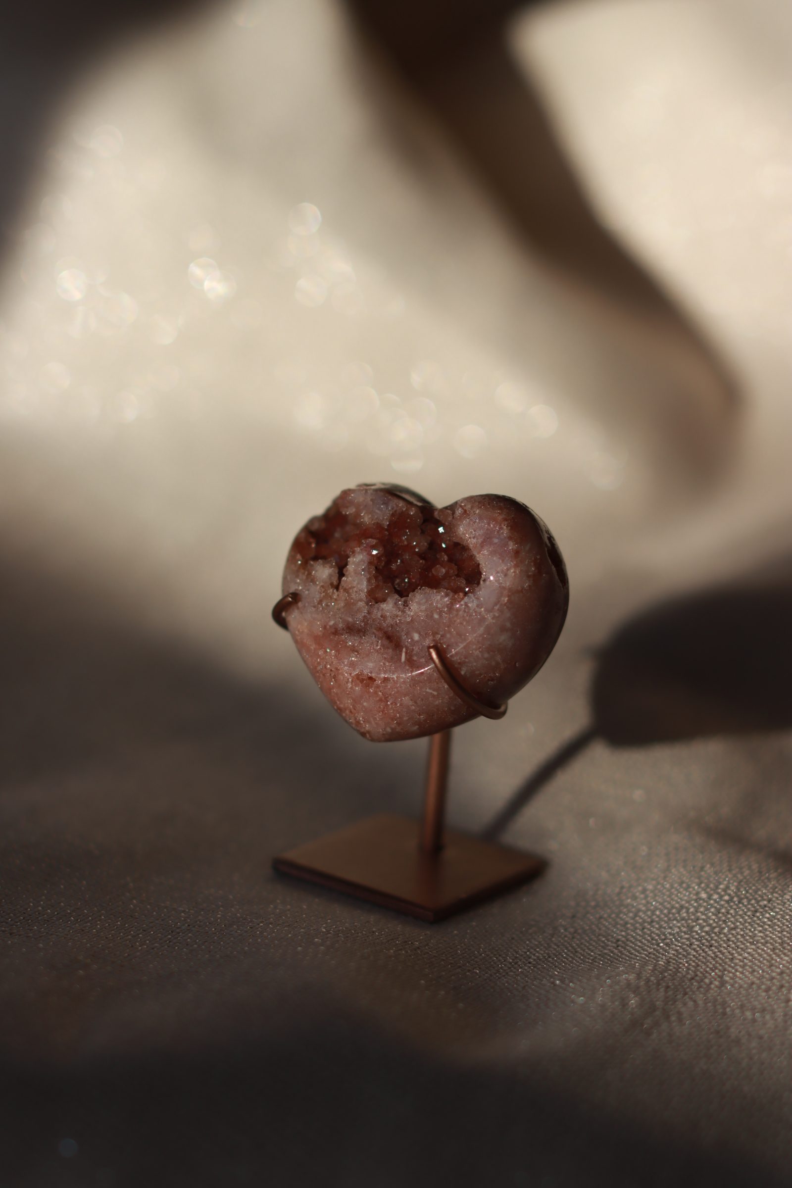 pink amethyst heart crystal