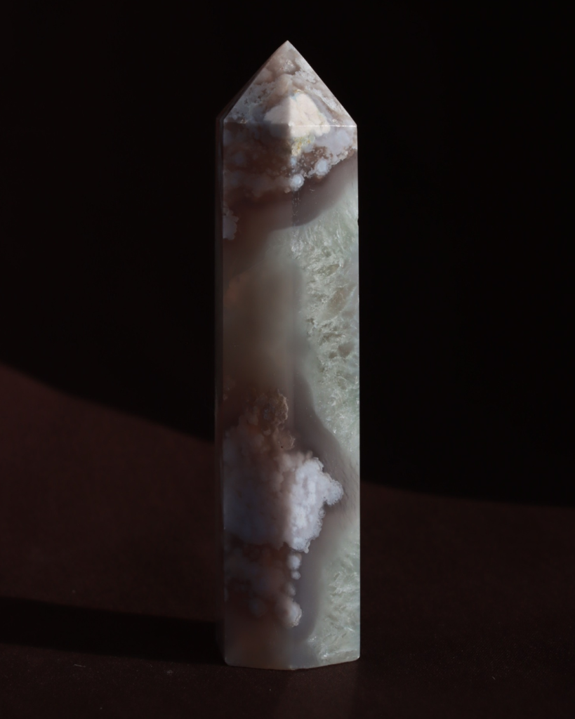 flower agate tower green quartz
