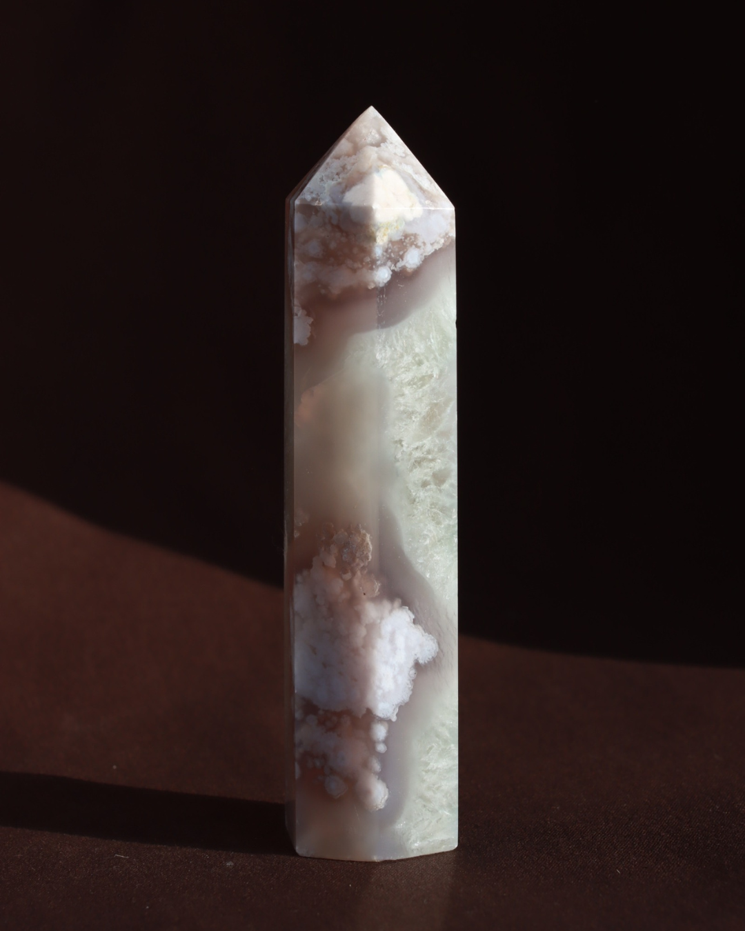 flower agate tower green quartz