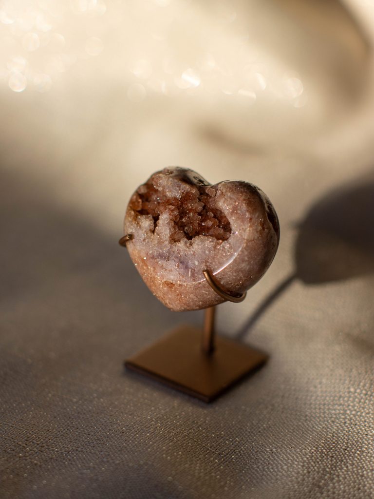 pink amethyst crystal heart red