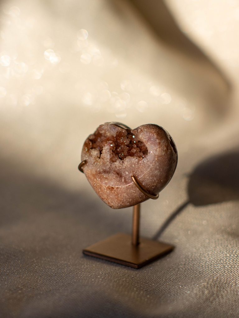 pink amethyst crystal heart red