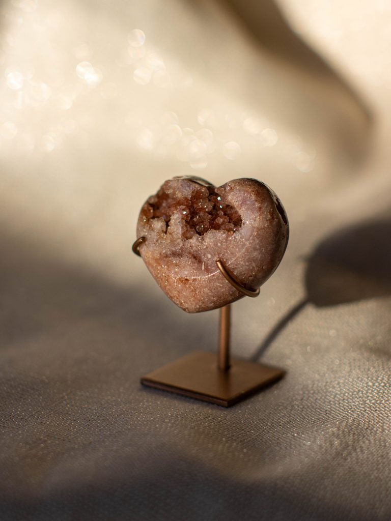 pink amethyst crystal heart red