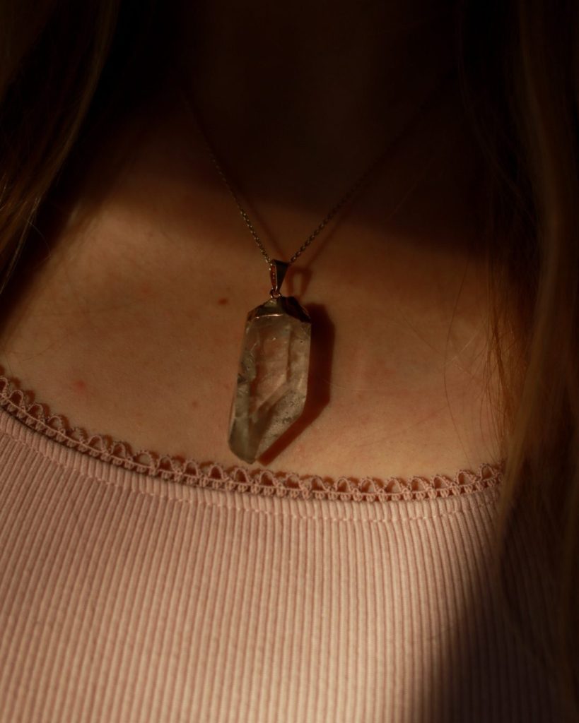 lemurian quartz crystal pendant