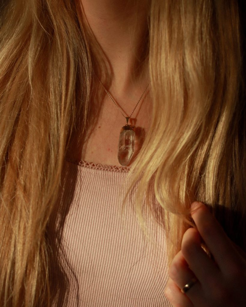 lemurian quartz crystal pendant