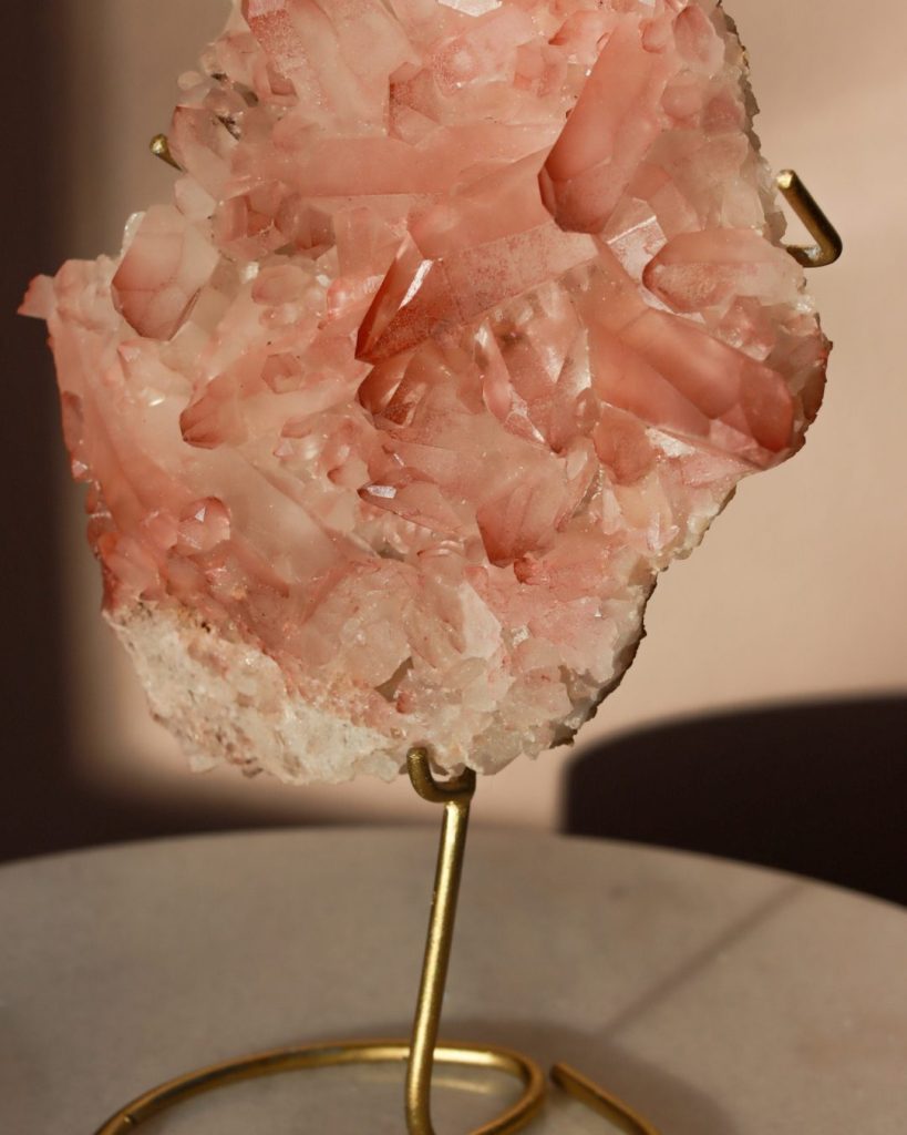pink lemurian quartz cluster