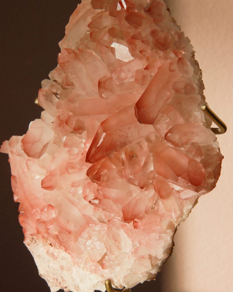 pink lemurian quartz cluster