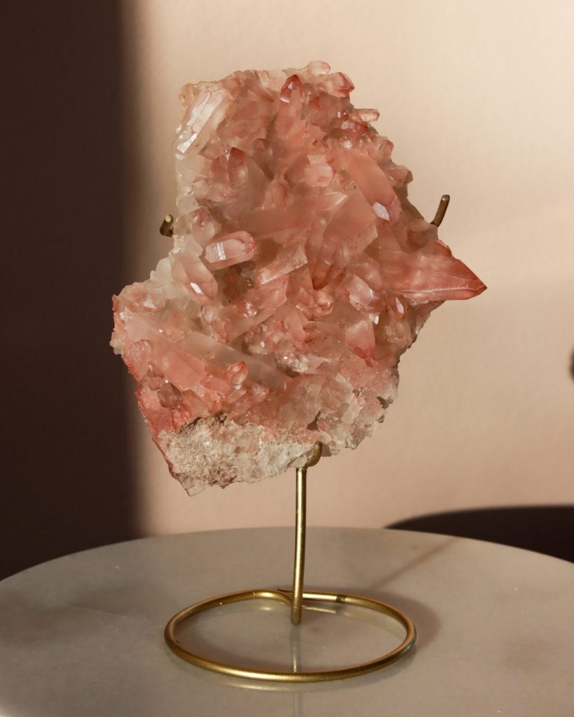 pink lemurian quartz cluster