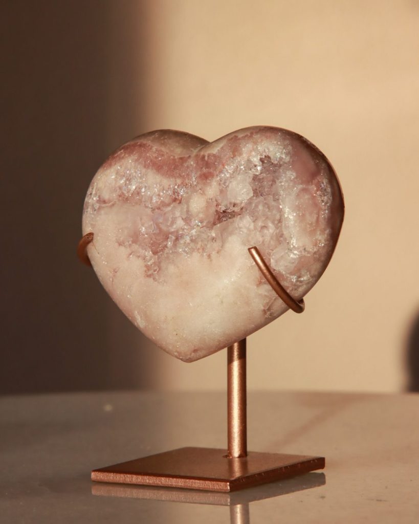 pink amethyst heart crystal