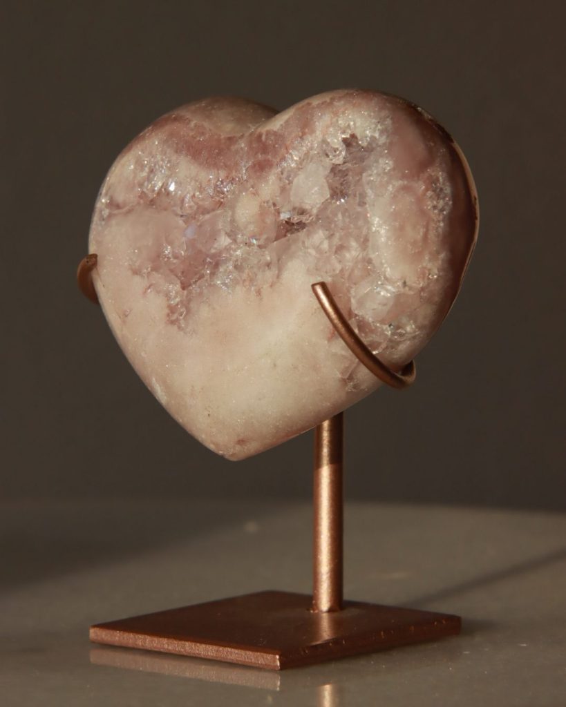 pink amethyst heart crystal