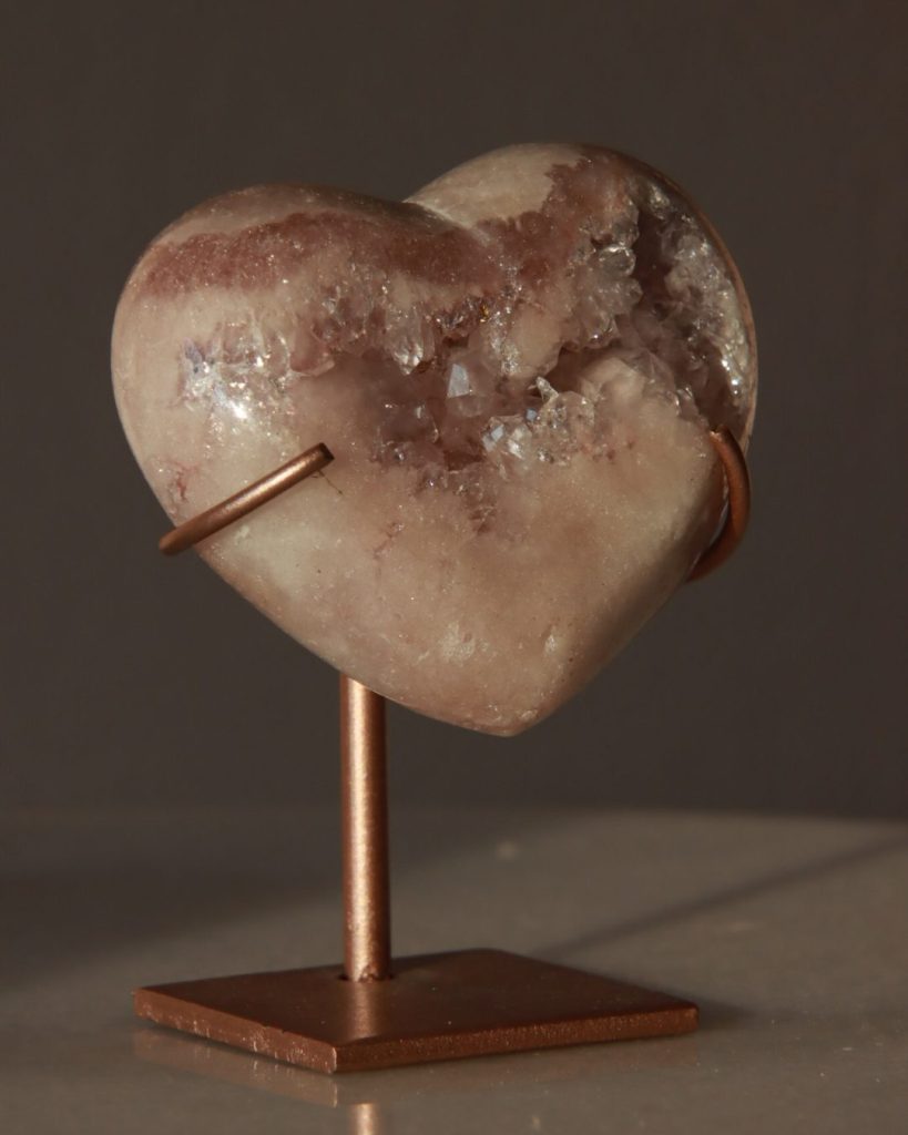 pink amethyst heart crystal
