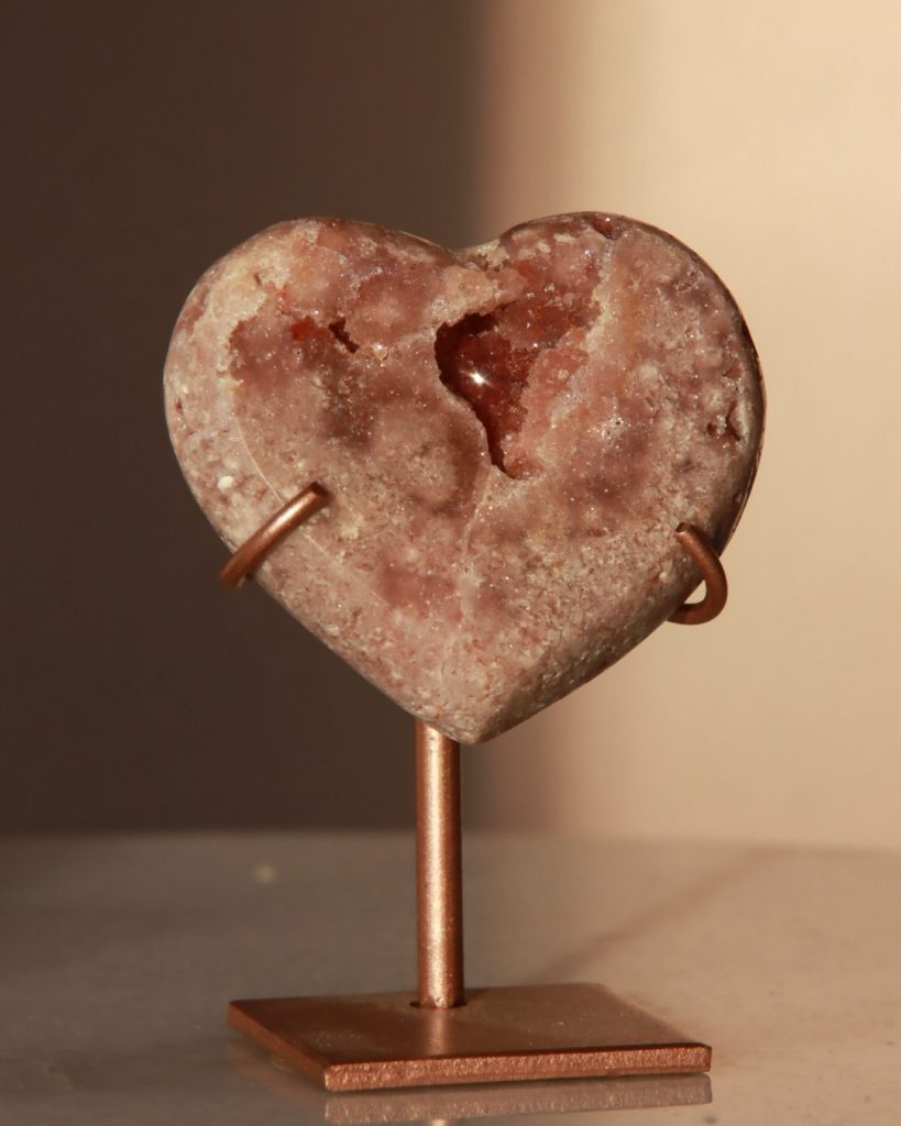 pink amethyst heart crystal