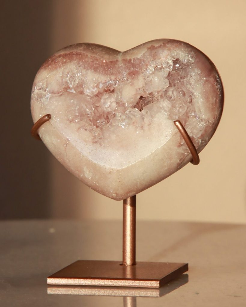 pink amethyst heart crystal