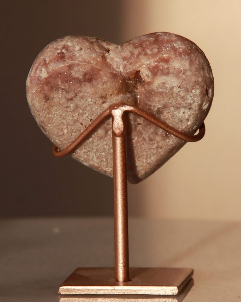 pink amethyst heart crystal