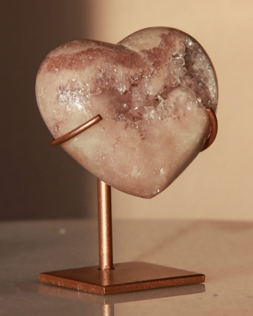 pink amethyst heart crystal