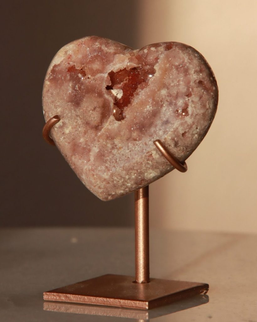 pink amethyst heart crystal
