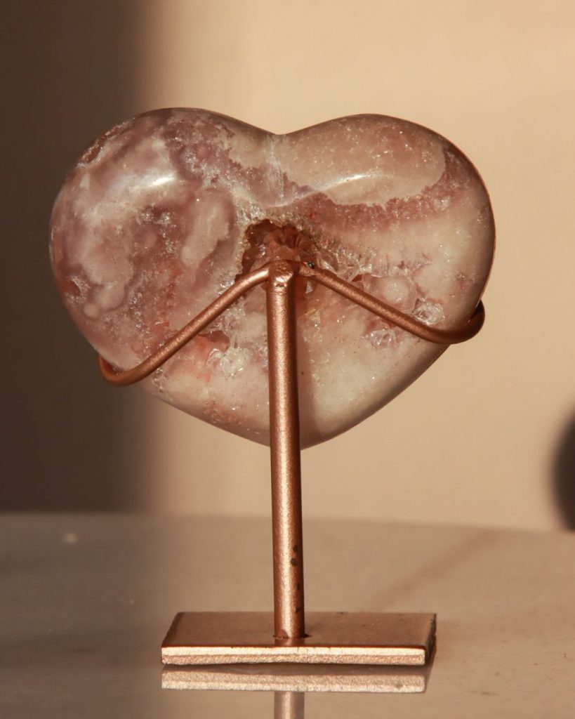 pink amethyst heart crystal