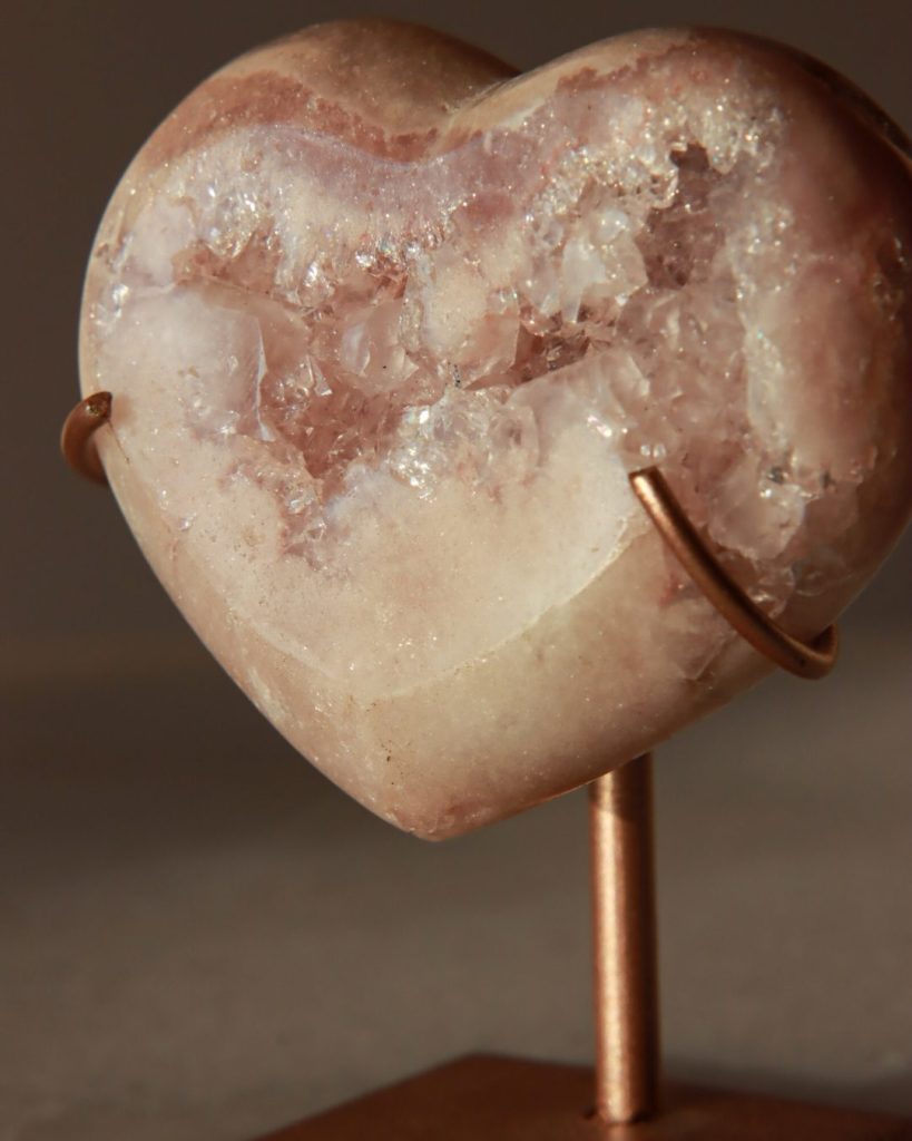 pink amethyst heart crystal