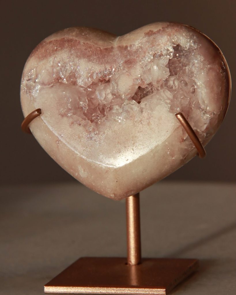 pink amethyst heart crystal
