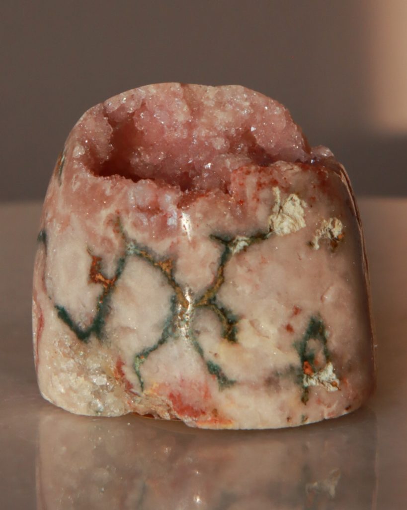 pink amethyst geode freeform