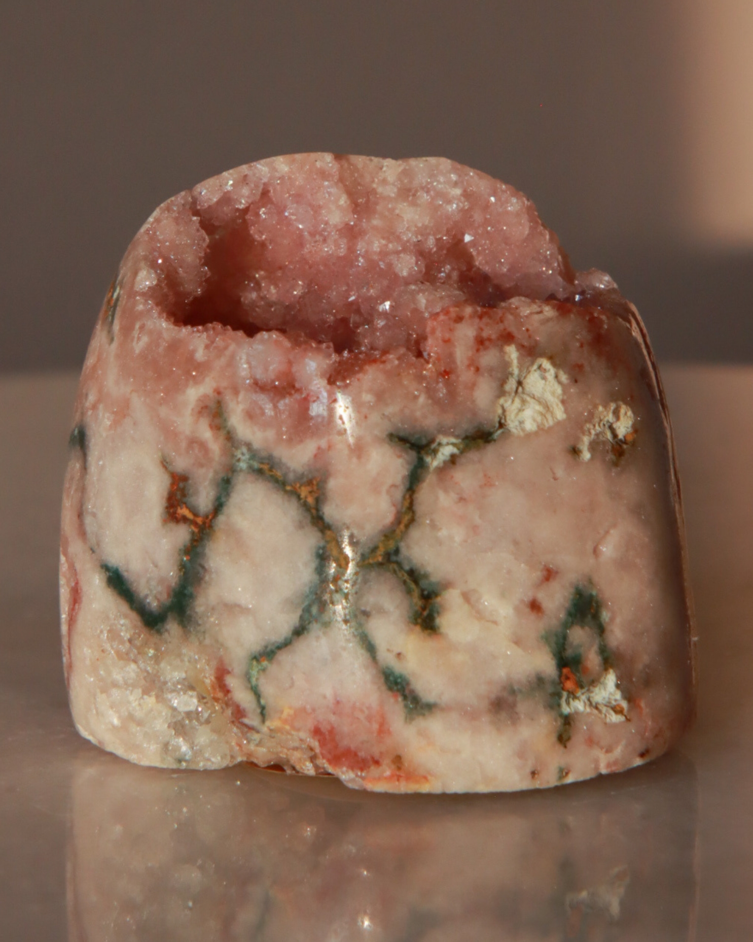 pink amethyst geode freeform